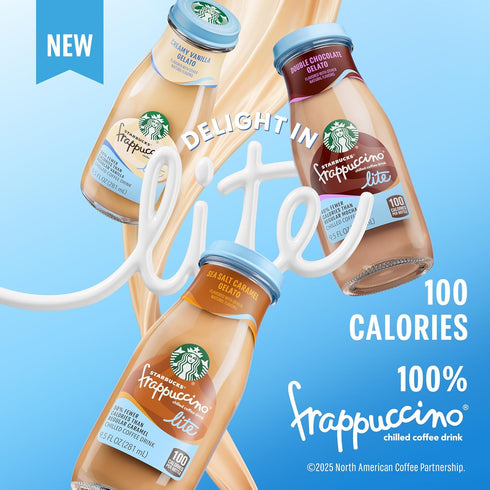 9.5 Oz (Pack 12) Starbucks Frappuccino Lite, Sea Salt Caramel Gelato, Fl Bottles