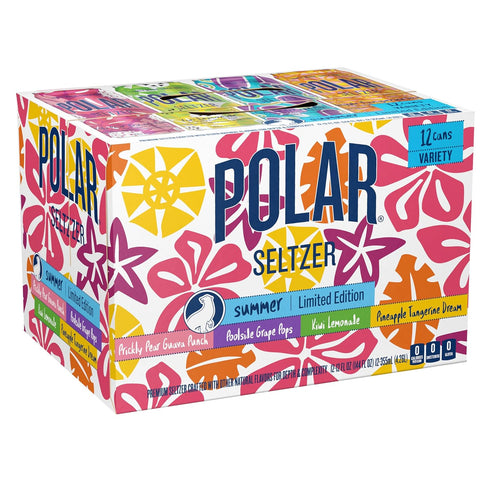Summer Pack, 12 oz 12 pack Polar Seltzer Limited Edition Sparkling Water, Variety fl cans