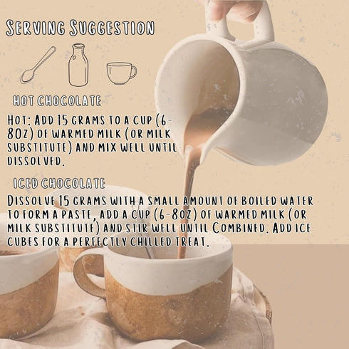 NIB + NOBLE 200g Organic Drinking Chocolate Powder - Dairy-Free Hot Cocoa with Coconut Milk - Vegan, Gluten-Free Fair