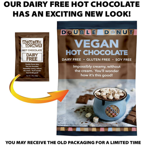 Packets, 30 Count (Pack 1) Double Donut Dairy Free Hot Chocolate Mix, Non Dairy Instant Vegan Hot Chocolate