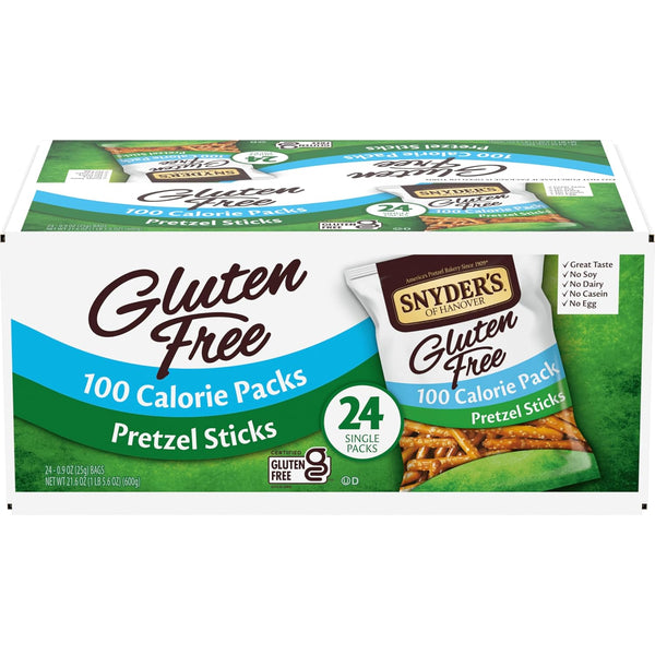 Snyder's of Hanover Gluten Free Pretzel Sticks, 100 Calorie Individual Packs, 24