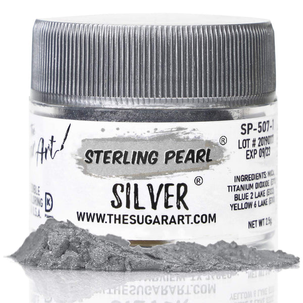 The Sugar Art Sterling Pearl Edible Shimmer Powder, Silver 2.5 grams for Decorating Cakes, Cupcakes, and More