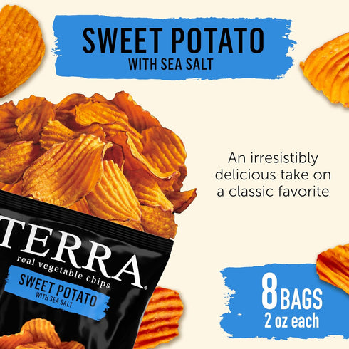 2 Oz (Pack 8) Terra Vegetable Chips, Sweet Potato with Sea Salt Vegetable Chips