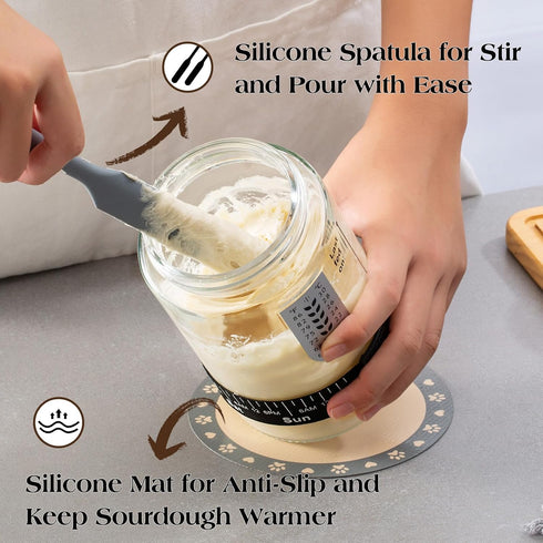 Kit,34oz (2 pack) Sourdough Starter Sourdough Starter Jar Glass with Sourdough Recipes Cookbook.Sourdough Bread Baking