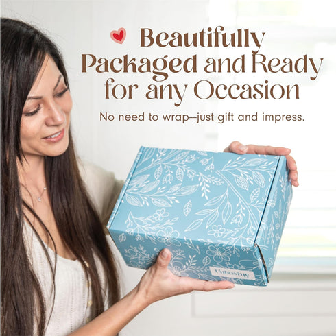 Cozy Package Unboxme Thank You & Appreciation Gift Basket for Women, Care with Tea, Mug, Socks & Honey, Ready to Gift
