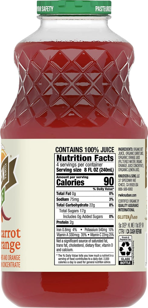 32 R.W. Knudsen Family Organic Beet Carrot Orange Juice Blend, Ounces