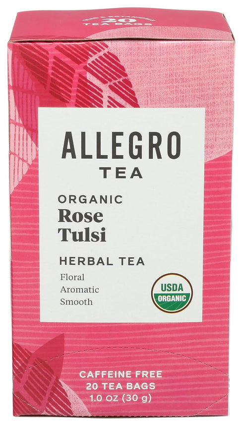 Organic Rose Tulsi Tea Bags, 20 ct - Allegro Tea