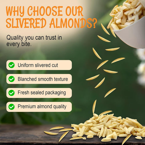 100% 1.5 lb Packed Oh! Nuts Almonds Blanched Slivered - Raw - Natural - - White Almond Sticks - in New York Zip-Seal