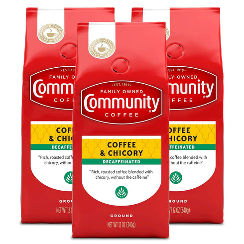 Community Coffee Coffee and Chicory Decaf 36 Ounces, Medium Dark Roast Ground