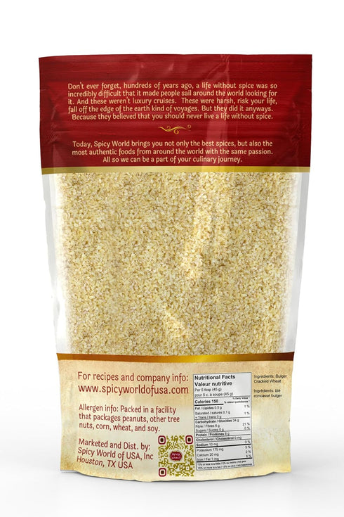 Spicy World #1, 2 LB (32oz) 100% Bulgur Cracked Wheat Fine Bag | USA Grown Bulgar Wheat for Tabouleh | Natural & Pure |