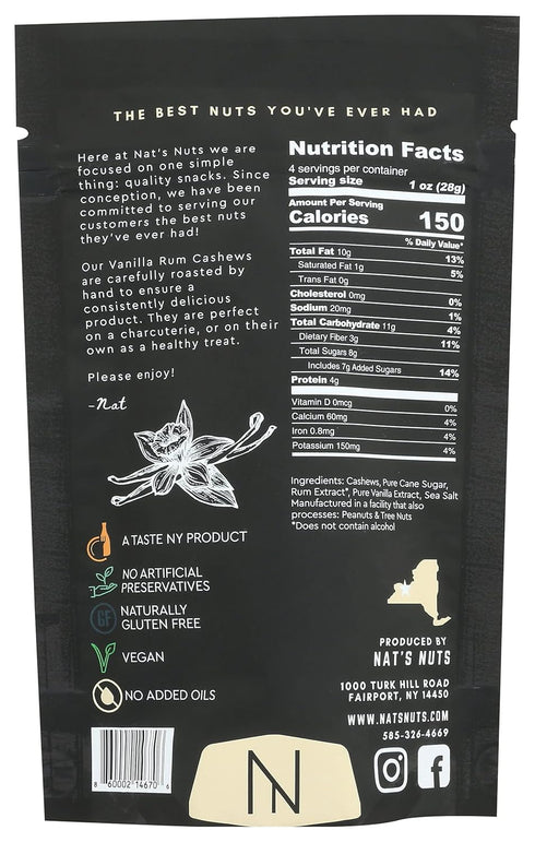 Nat's Nuts 4 , Cashews Vanilla Rum, Ounce