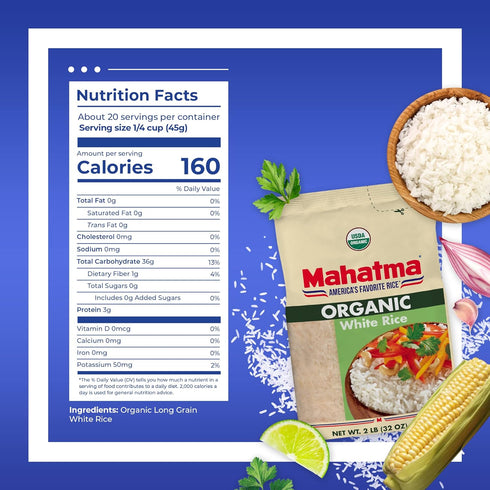 2lb Mahatma Organic White Rice, Bag