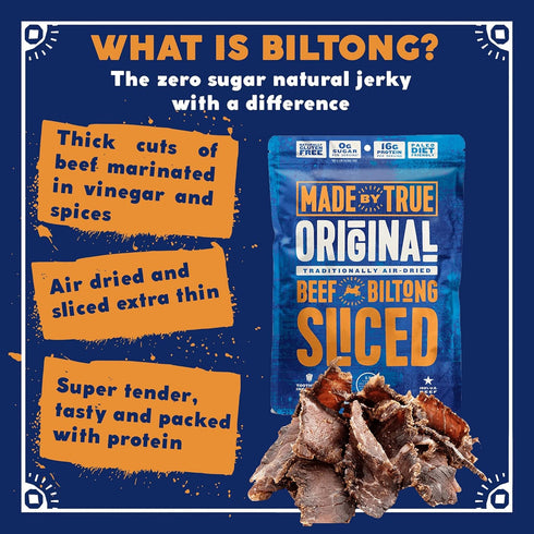 (2 Pack 5) 30 Made by True Beef Sliced Bites Ultimate Variety Ounce, of - All Natural, Zero-Sugar True Jerky Biltong