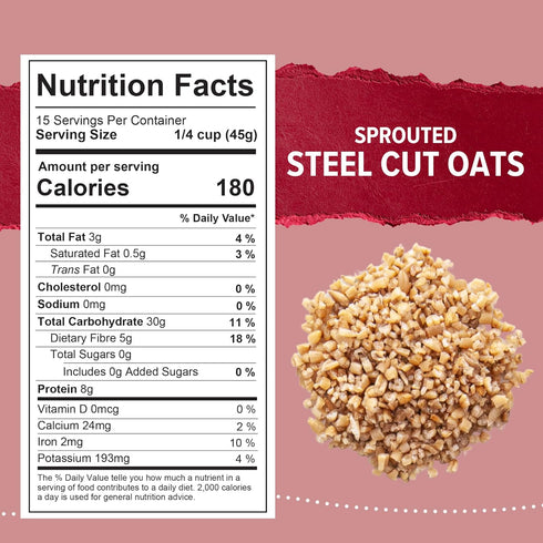 24oz, Pack 4 One Degree Organic Foods Gluten Free Sprouted Steel Cut Oats