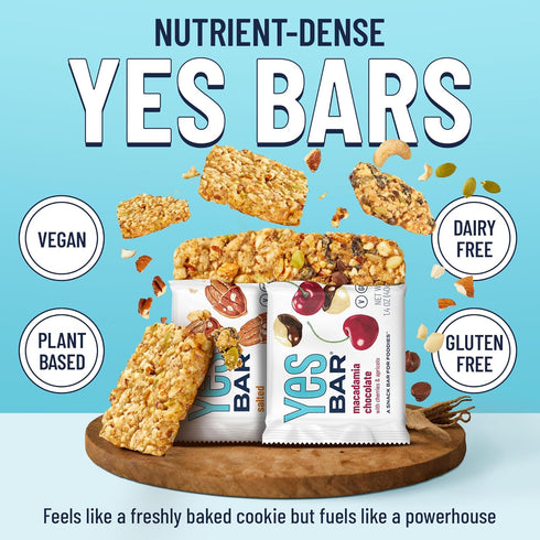 Pack 6 Count YES Nut Bars - Six Flavor Variety - Soft Chewy Healthy Snack Bars Made with Organic Maple Syrup Vegan