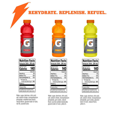 Pack, 20oz 12 Pack, Gatorade Thirst Quencher Sports Drink, Variety Bottles, Electrolytes for Rehydration