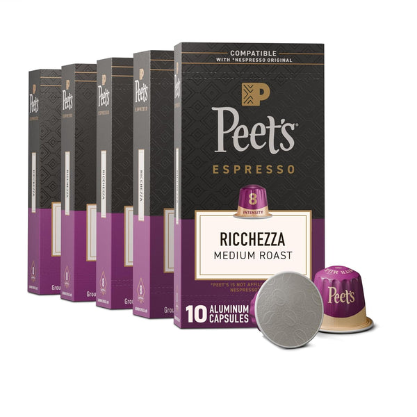Peet's Coffee, Medium Roast Espresso Capsules, Compatible with Nespresso Original Machine, 100%