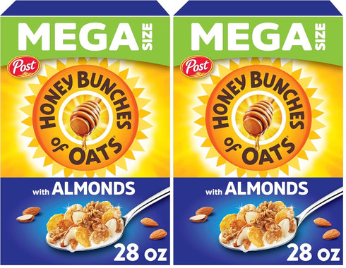 Post Honey Bunches of Oats with Almonds Breakfast Cereal, Honey Cereal with