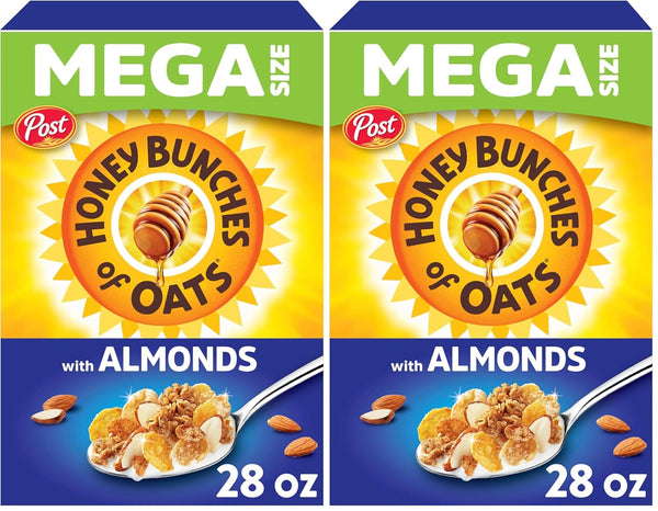 Post Honey Bunches of Oats with Almonds Breakfast Cereal, Honey Cereal with