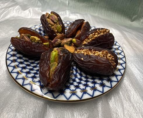 Organic Medjool Stuffed Date with Nuts : Assorted Almond, Pistachios, Sesame Seeds