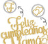 Ferastar Feliz Cumpleaños Mama Cake Topper, Best Mom Ever, Happy Mothers Day, Gold Glitter Birthday Decorations