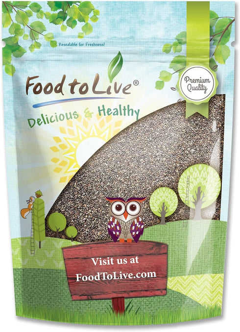 Food to Live - Black Chia Seeds, 2.5 Pounds Whole, Sproutable, Vegan,