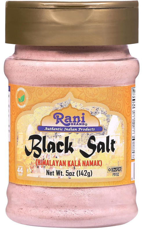 Rani Black Salt Powder (Kala Namak) 5oz (142g) PET Jar - Unrefined, Pure, Natural, Vegan, Gluten Friendly