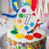 7th Slime Cake Topper - Art Themed Palette Painting Graffi Boy Girl Birthday Party Decorations for Seven Years