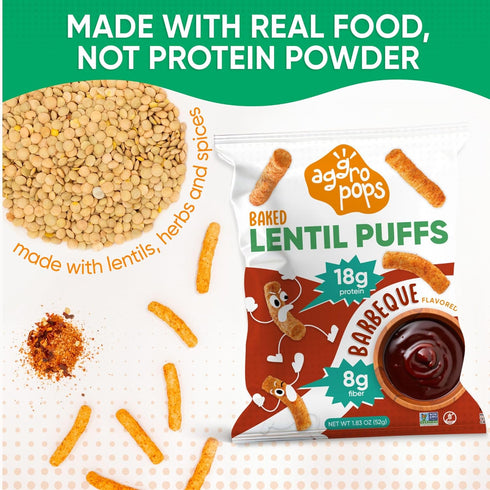 Aggropops 18g 8g Pack 2 2 2 High Protein Lentil Snacks - Protein & Fiber Per Bag. Low Calorie, Vegan, Low Carb