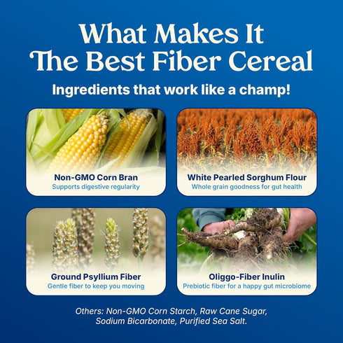 Poop Like A Champion Ultra High Fiber Cereal - Non GMO - Fiber Supplement - Corn Bran | Breakfast Essentials
