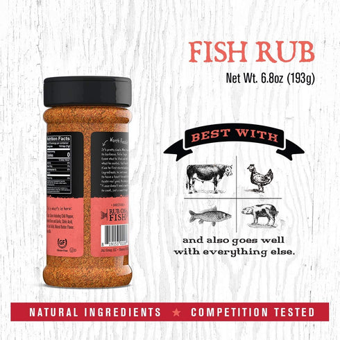 Rufus Teague - Fish Rub - Premium BBQ Rub - 6.8oz Bottle