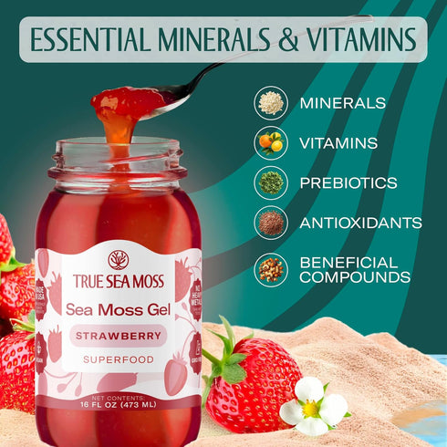 Pack 1) TrueSeaMoss Wildcrafted Irish Sea Moss SuperFood - Made with Premium Sea Vegetables - Vegan-Friendly, Supports