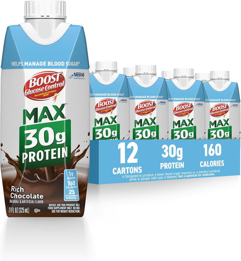 BOOST Glucose Control Max 30g Protein Nutritional Drink, Rich Chocolate, 11 Fl