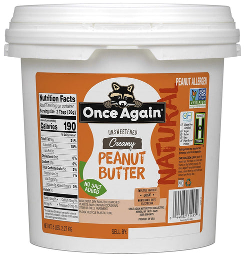 Once Again Natural, Creamy Peanut Butter, 5lb Pantry Pal (same as 5