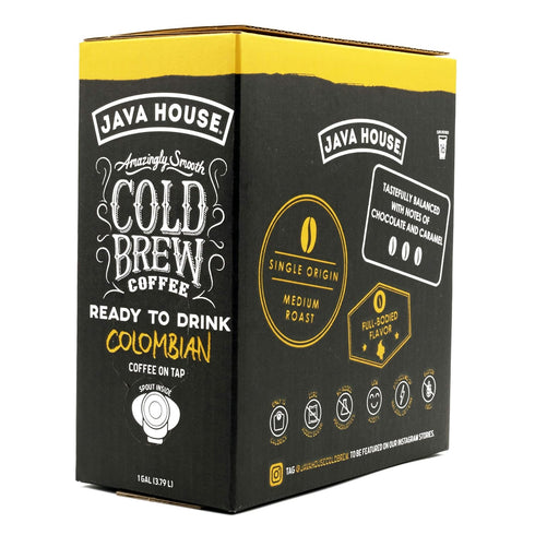 100% 1 (16 Java House Cold Brew Coffee on Tap Premium Arabica Medium Roast Smooth Colombian Flavor with Chocolate