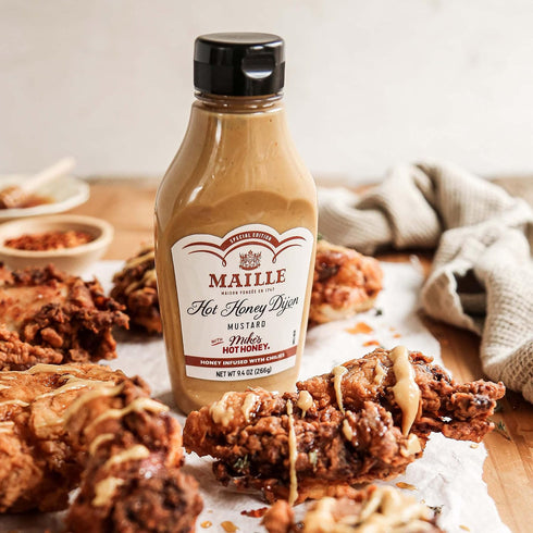 Maille x Mike's Hot Honey Special Edition Savory-Sweet Condiment with Spicy Kick, Gluten-Free Hot Honey Dijon Mustard