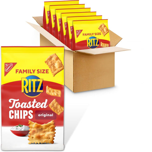 RITZ Toasted Chips Original Crackers, Party Snacks, Bulk Snacks, Family Size, 6