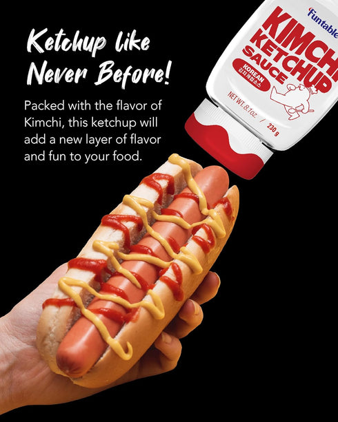 (8.1 oz, 230g) Funtable Kimchi Ketchup (Halal) - Savoury & Spicy Ketchup, Great Flavors, Easy-to-Use. Perfect