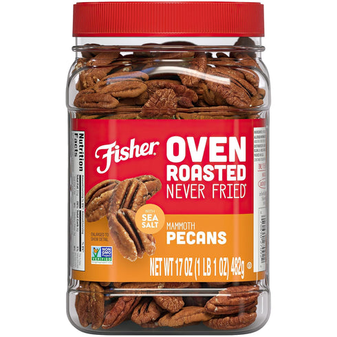 Fisher Oven Roasted Never Fried Mammoth Pecans (17 Ounces) - Heart Healthy Snacks, Gluten Free
