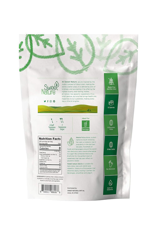 100% (32 Oz) Sweet Nature | Stevia Erythritol Sweetener Powder - Keto Sugar Substitute for Diabetics - Vegan, Low Carb