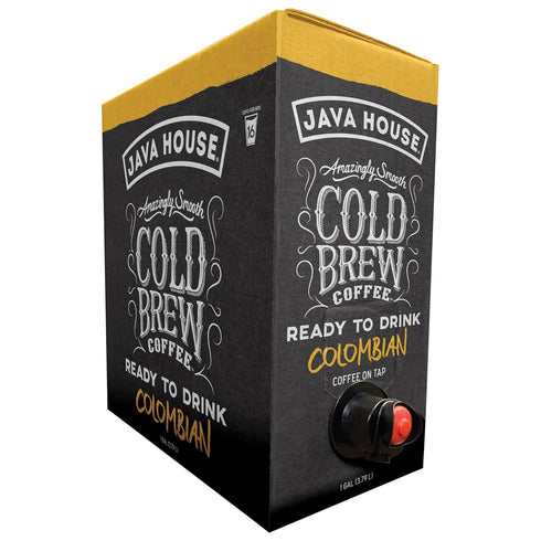 100% 1 (16 Java House Cold Brew Coffee on Tap Premium Arabica Medium Roast Smooth Colombian Flavor with Chocolate
