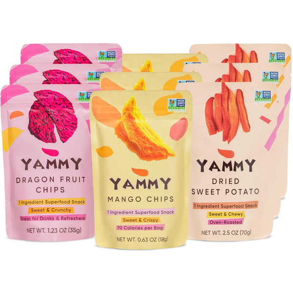Yammy Dried Fruit Snack (Variety 9-Pack) - No Sugar Added 1 Ingredient