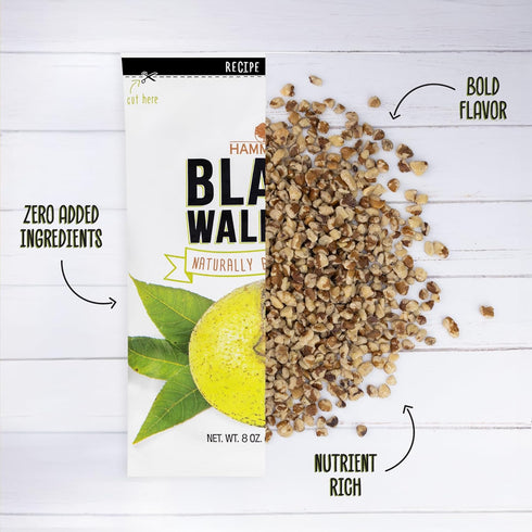 Hammons 8oz Black Walnuts - Wild Harvested - Non-GMO, Gluten Free, High Protein, Keto Snack - Recipe Ready Nuts Great