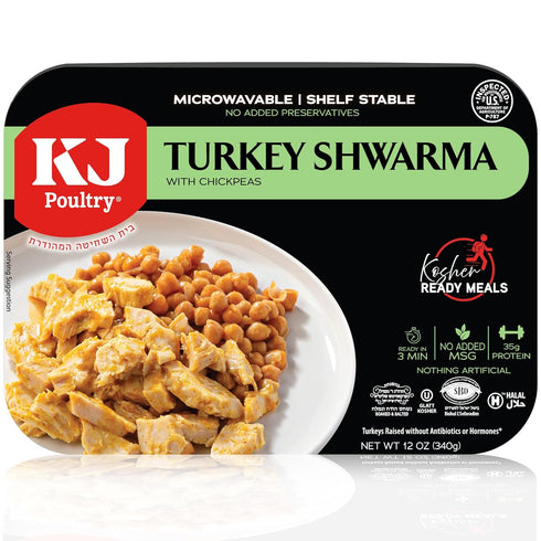 KJ Poultry Kosher Ready Meals - Turkey Shwarma, MRE Meat Meals Ready