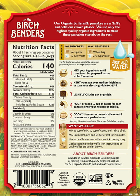 16 Birch Benders Buttermilk Pancake & Waffle Mix, Ounce Bag