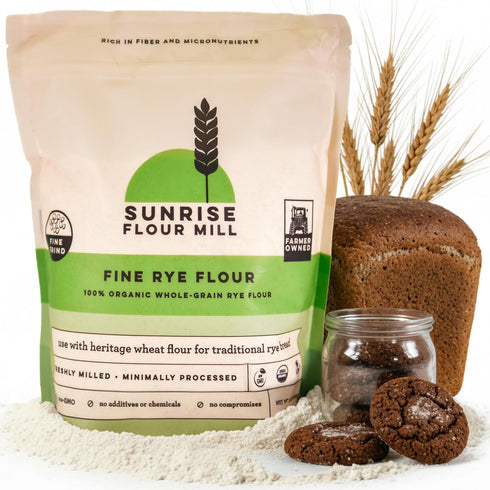 Sunrise Flour Mill Organic Fine Rye Flour | 2 LB | Rye