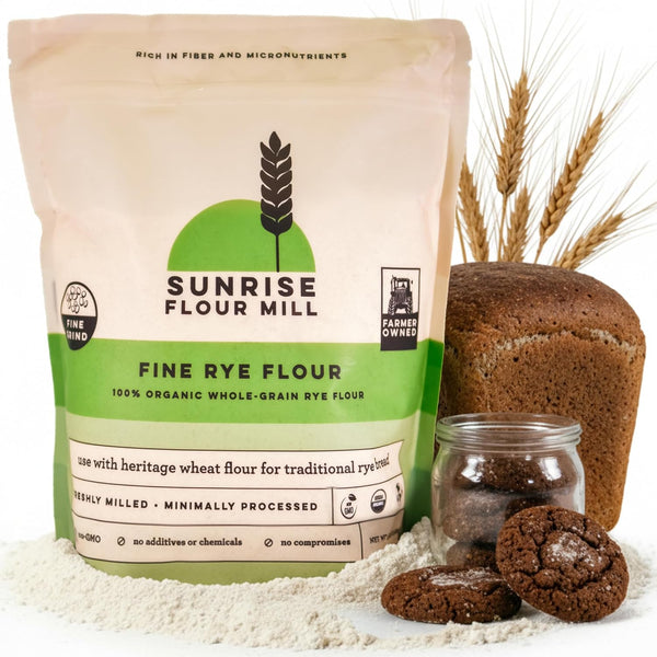 Sunrise Flour Mill Organic Fine Rye Flour | 2 LB | Rye