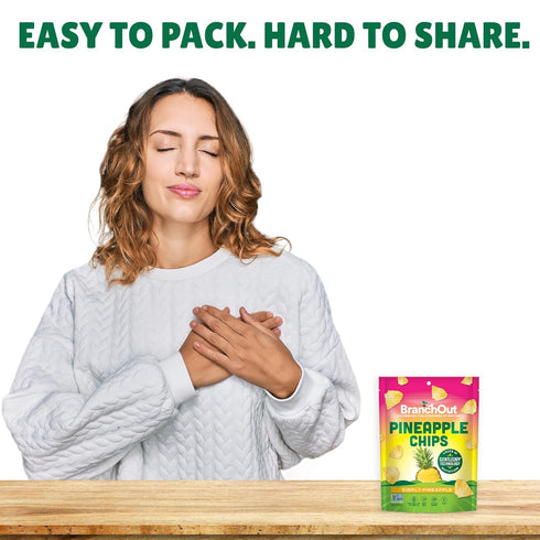 100% 1.5 oz (Pack 8) BranchOut Pineapple Chips, No Added Sugar, Real Dried Pineapple Chunks, Fruit, Better than Freeze