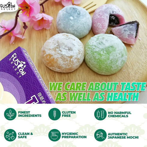Fusion Select Mochi Daifuku Snacks, Traditional Japanese Rice Cakes with Filling, Chewy and Soft Texture (Red Bean)