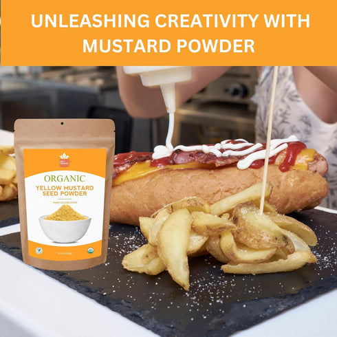 Powder-16 Oz. SPICY ORGANIC Ground Yellow Mustard Seeds Certified USDA Organic - The Perfect Pickling Spice for Cooking